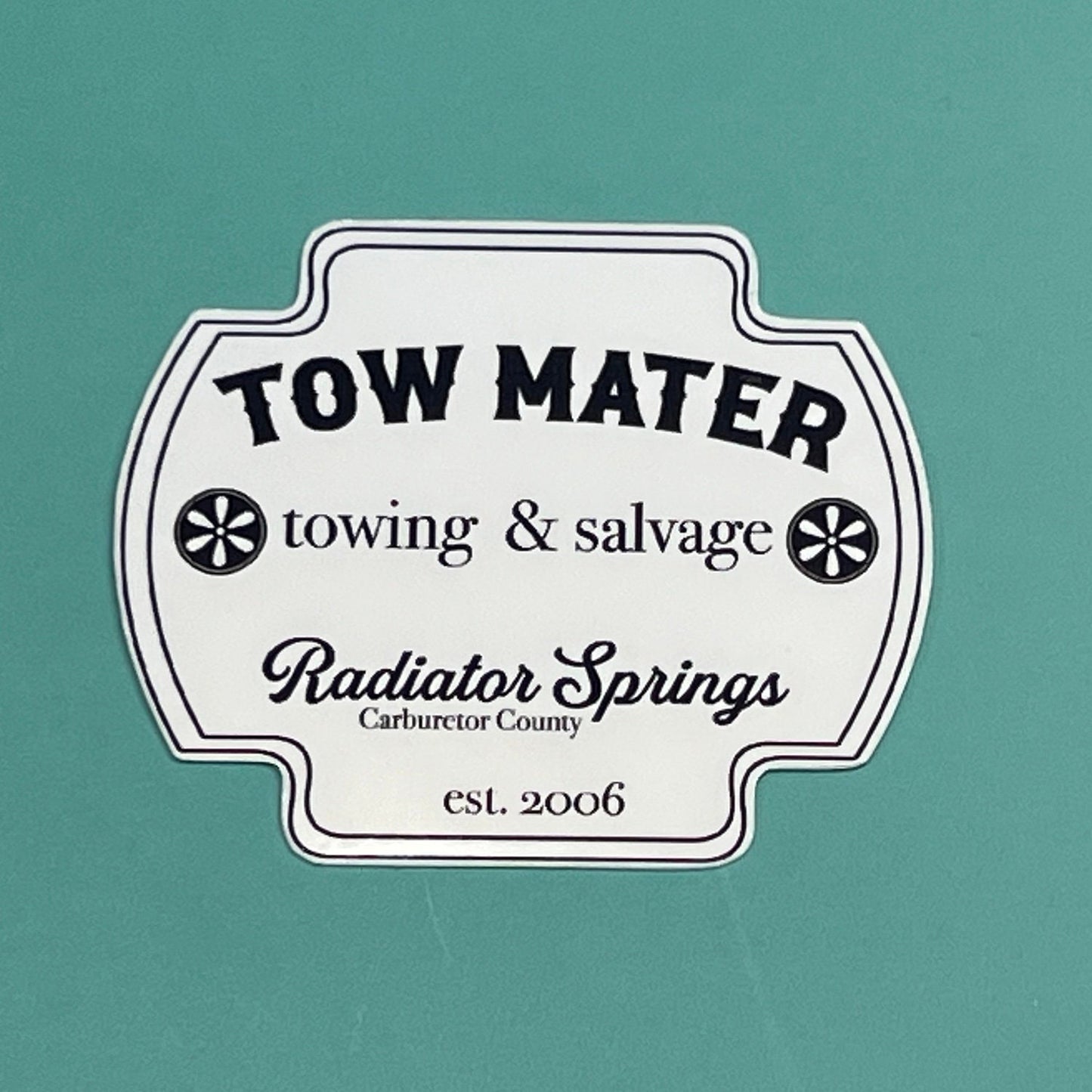 Tow Mater Towing & Salvage Cars Inspired Waterproof Sticker - Little Tikes Truck Size 2 pack