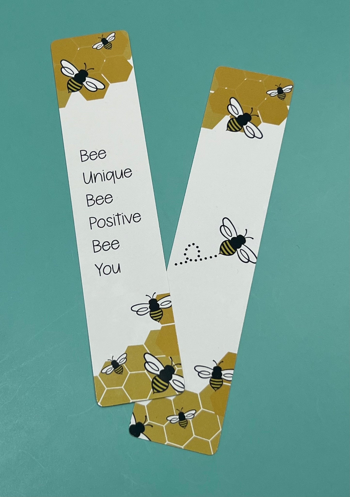 Bee Positive Motivational Double Sided Bookmark - 1.5" x7"