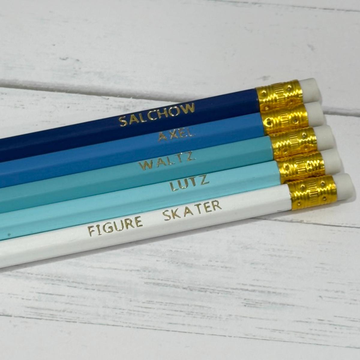 Figure Skater Foil Stamped Pencil - 5 Pack