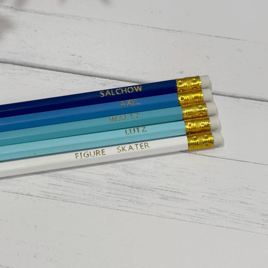 Figure Skater Foil Stamped Pencil - 5 Pack