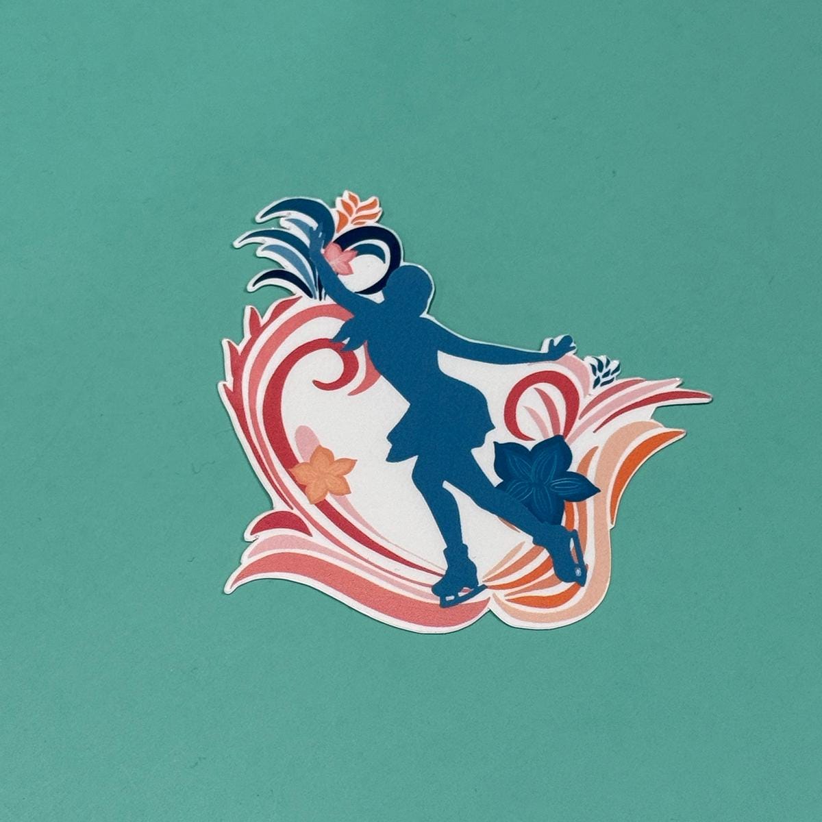 Floral Figure Skater Waterproof Sticker
