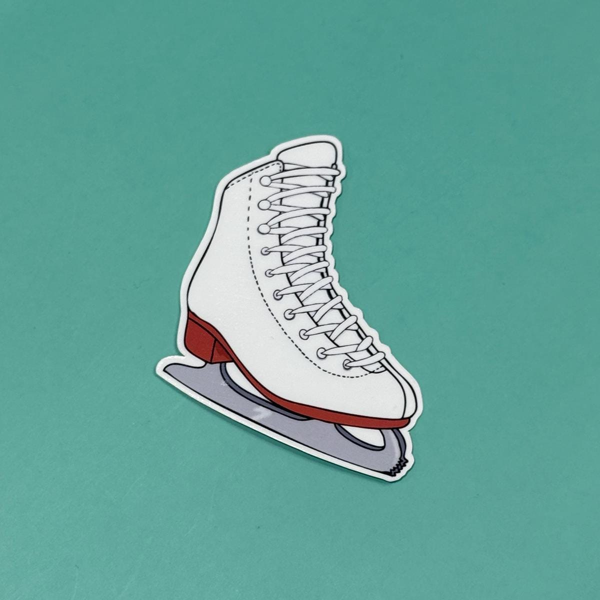 White Figure Skate Boot Waterproof Sticker