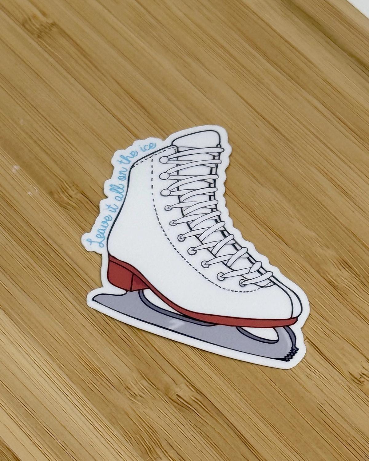 Leave it All on the Ice White Skate - Waterproof Sticker