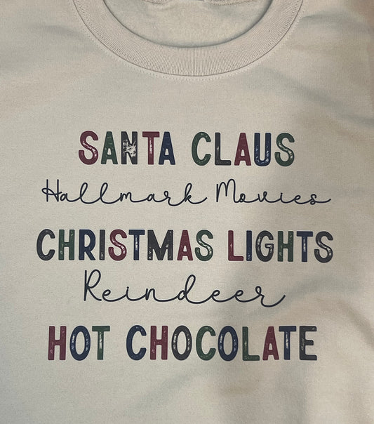 Christmas List Sand Sweatshirt - Hallmark Movies, Christmas Lights