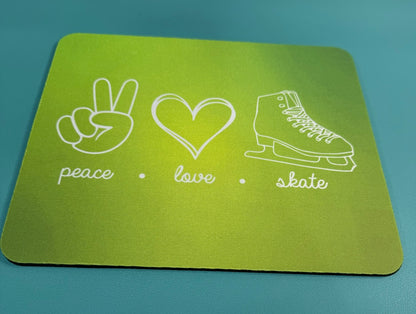 Peace Love Skate Green  - Mousepad 9.5" x 8"
