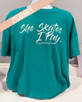 She Skates I Pay #FigureSkatingDad Aqua -  Clearance