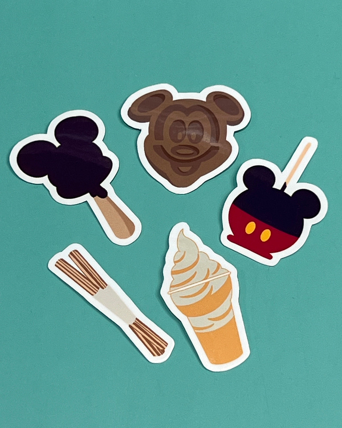 Disney Snack Sticker Pack | Mickey Ice Cream | Mickey Pretzel | Dole Whip | Churro | Candy Apple