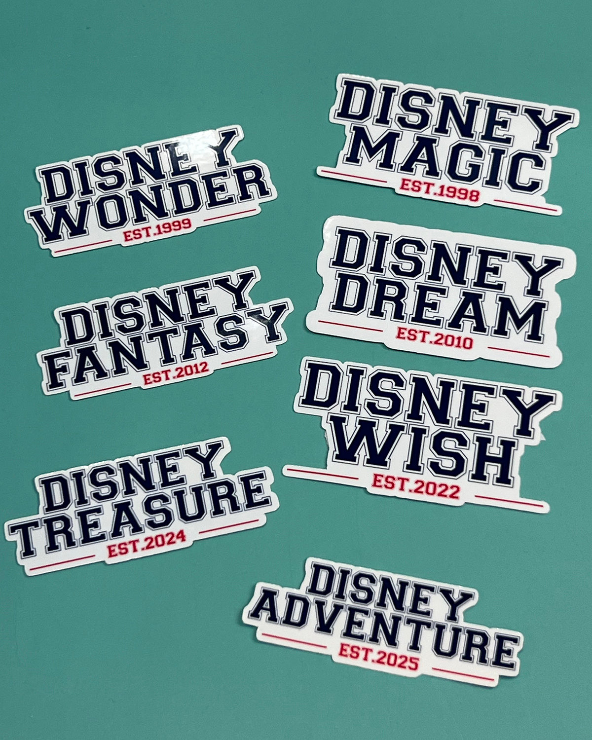 Disney Cruise Line Established Sticker Pack - Magic, Wonder, Dream, Fantasy and Wish. Now including Treasure and Adventure!