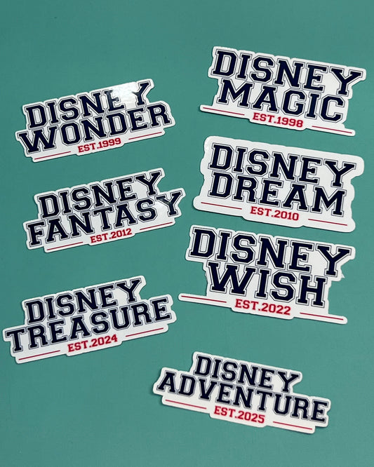 Disney Cruise Line Established Sticker Pack - Magic, Wonder, Dream, Fantasy and Wish. Now including Treasure and Adventure!