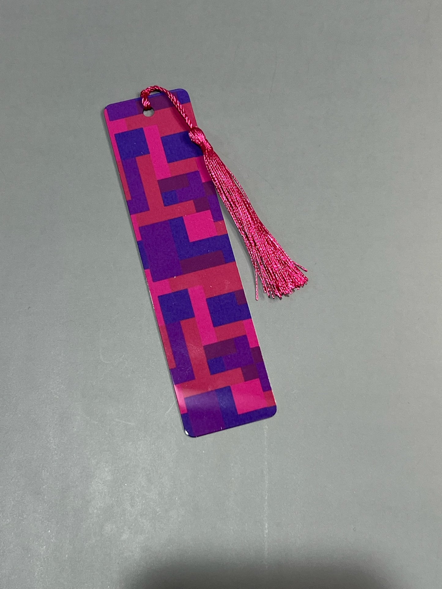 Pink and Purple Block Metal Bookmark