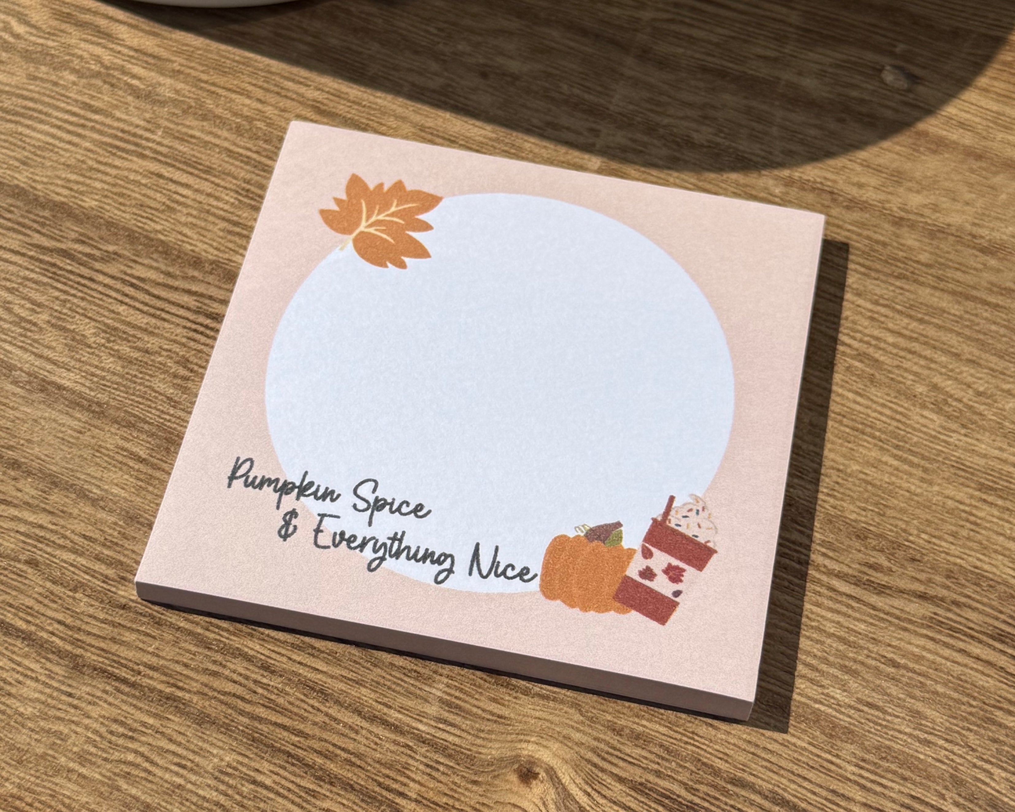 Pumpkin Spice and Everything Nice 3x3" Sticky Notes: Fall Post-it Brand Note Pad