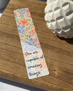 Peachy Floral Bookmark Double Sided - 1.5" x7"