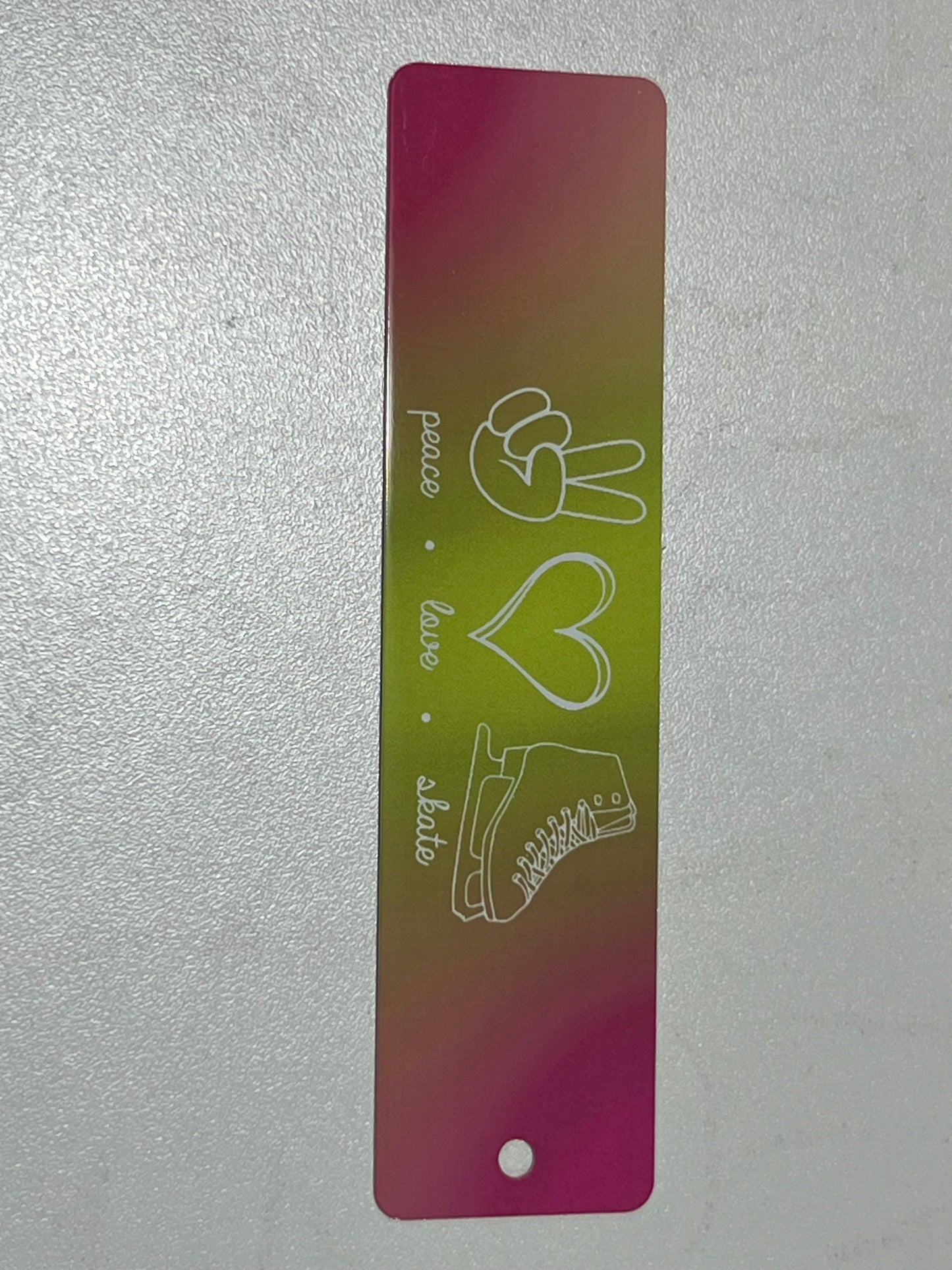 Peace Love  Skate Pink Metal Bookmark