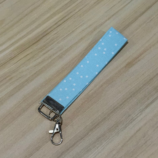 Light Blue  Dots Keyfob with Lobster Claw Hardware
