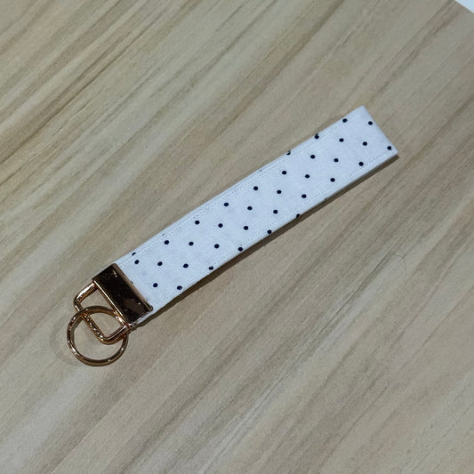 White with Navy Dots Keyfob