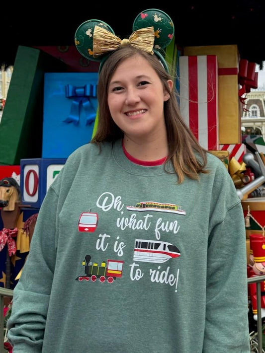 Oh What Fun It Is To Ride! Disney Transportation Holiday Sweatshirt