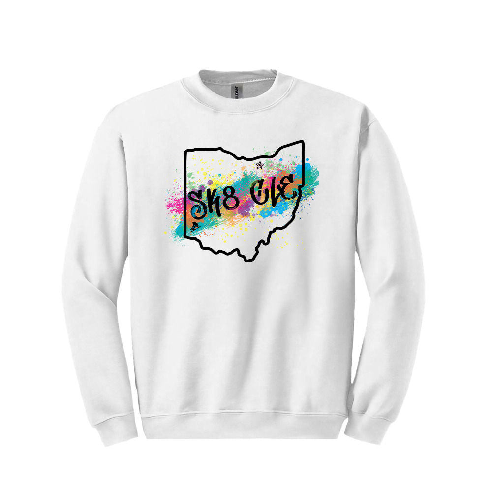 SK8 CLE White Sweatshirt - Available in youth and Adult