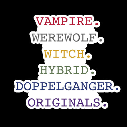 Supernatural Creatures List Sticker - The Vampire Diaries