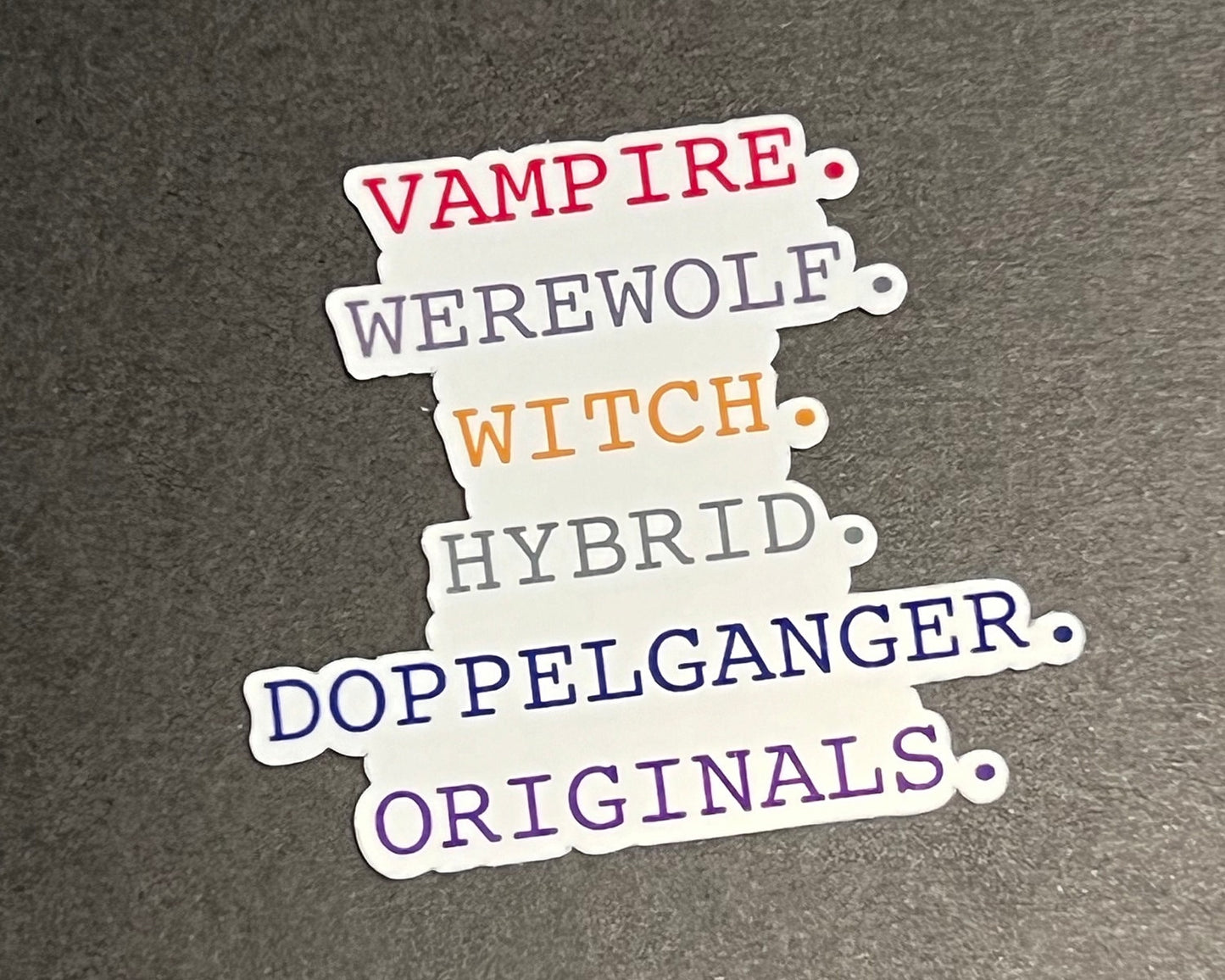 Supernatural Creatures List Sticker - The Vampire Diaries Inspired