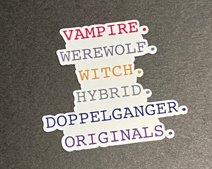 Supernatural Creatures List Sticker - The Vampire Diaries