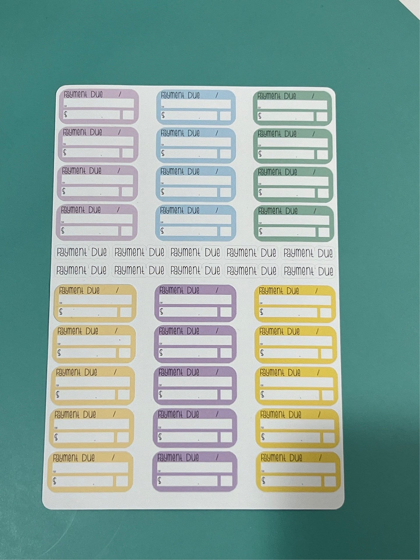 Payment Due Planner Sticker Sheet