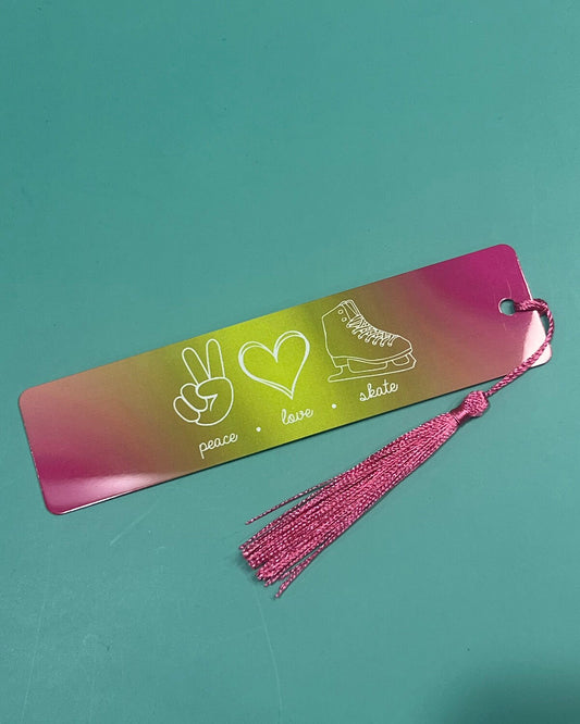 Peace Love Skate - Pink Metal Bookmark