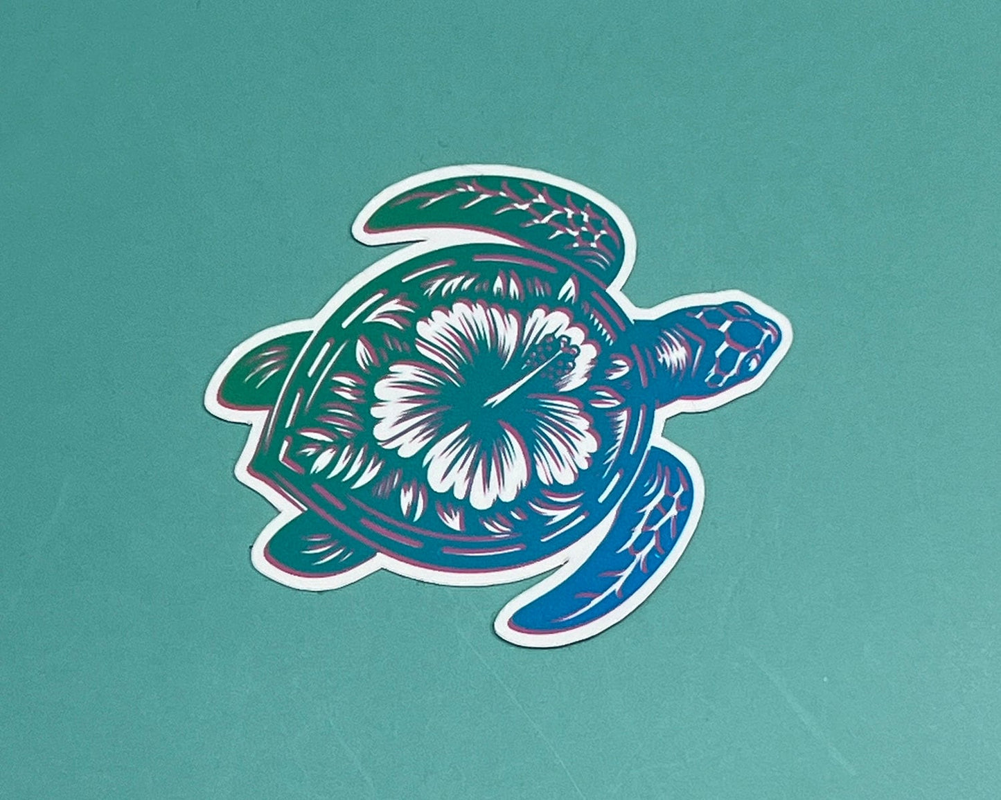 Hibiscus Turtle Waterproof Sticker