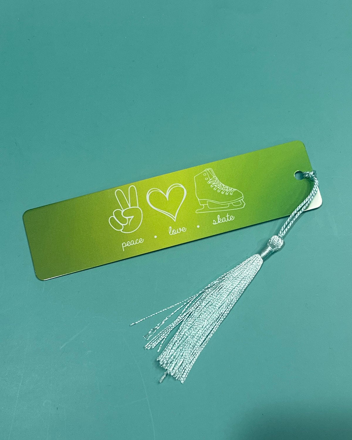 Peace Love Skate - Green Metal Bookmark