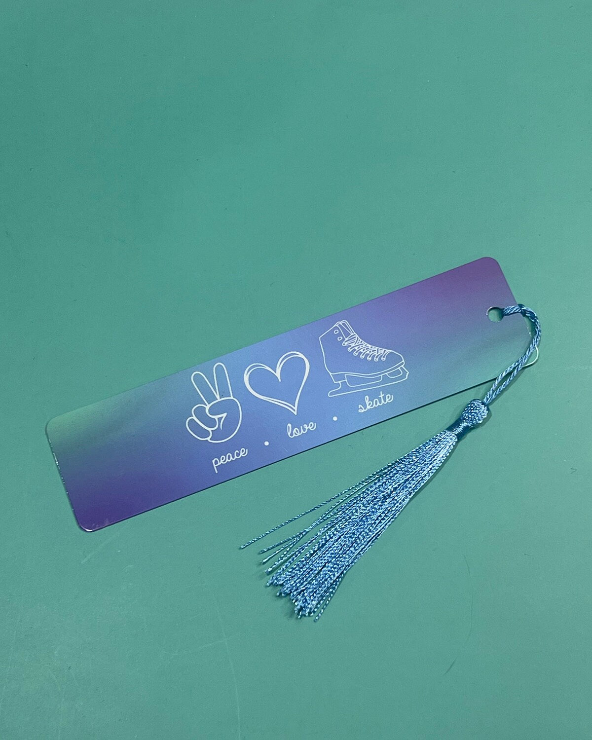 Peace Love Skate - Blue Metal Bookmark