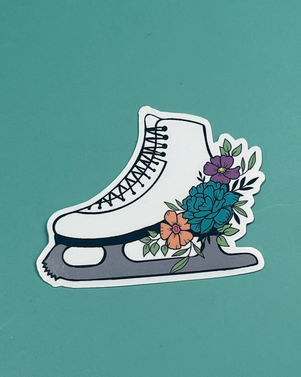 Floral Skate Figure Skater Waterproof Sticker