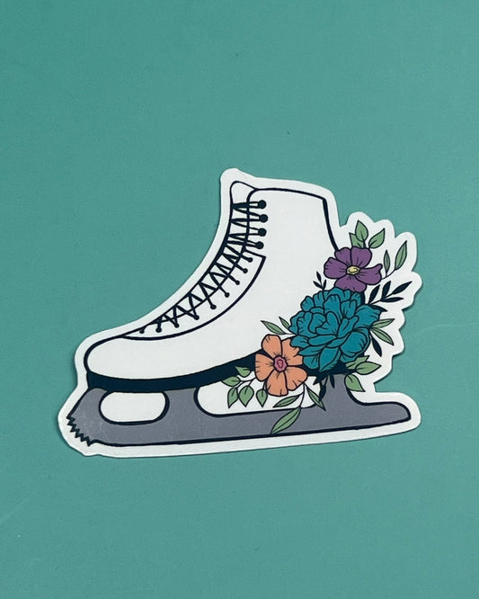 Floral Skate Figure Skater Waterproof Sticker