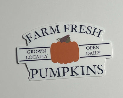 Farm Fresh Pumpkin Sticker - Waterproof Fall Sticker