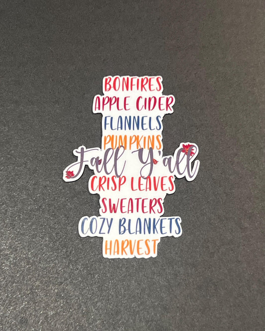 Fall List Sticker - Waterproof Fall Sticker