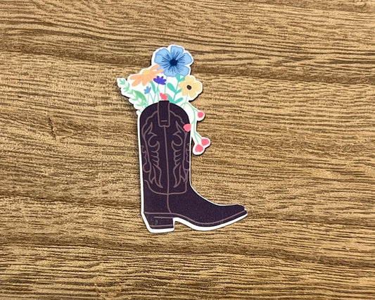 Cowboy Boot with Flowers Waterproof Sticker