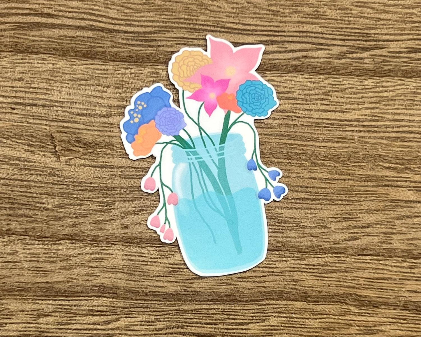 Flowers in Mason Jar Waterproof Sticker