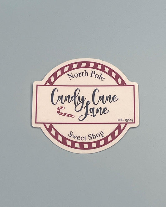 Candy Canne Lane North Pole Sweet Shop 3" Sticker