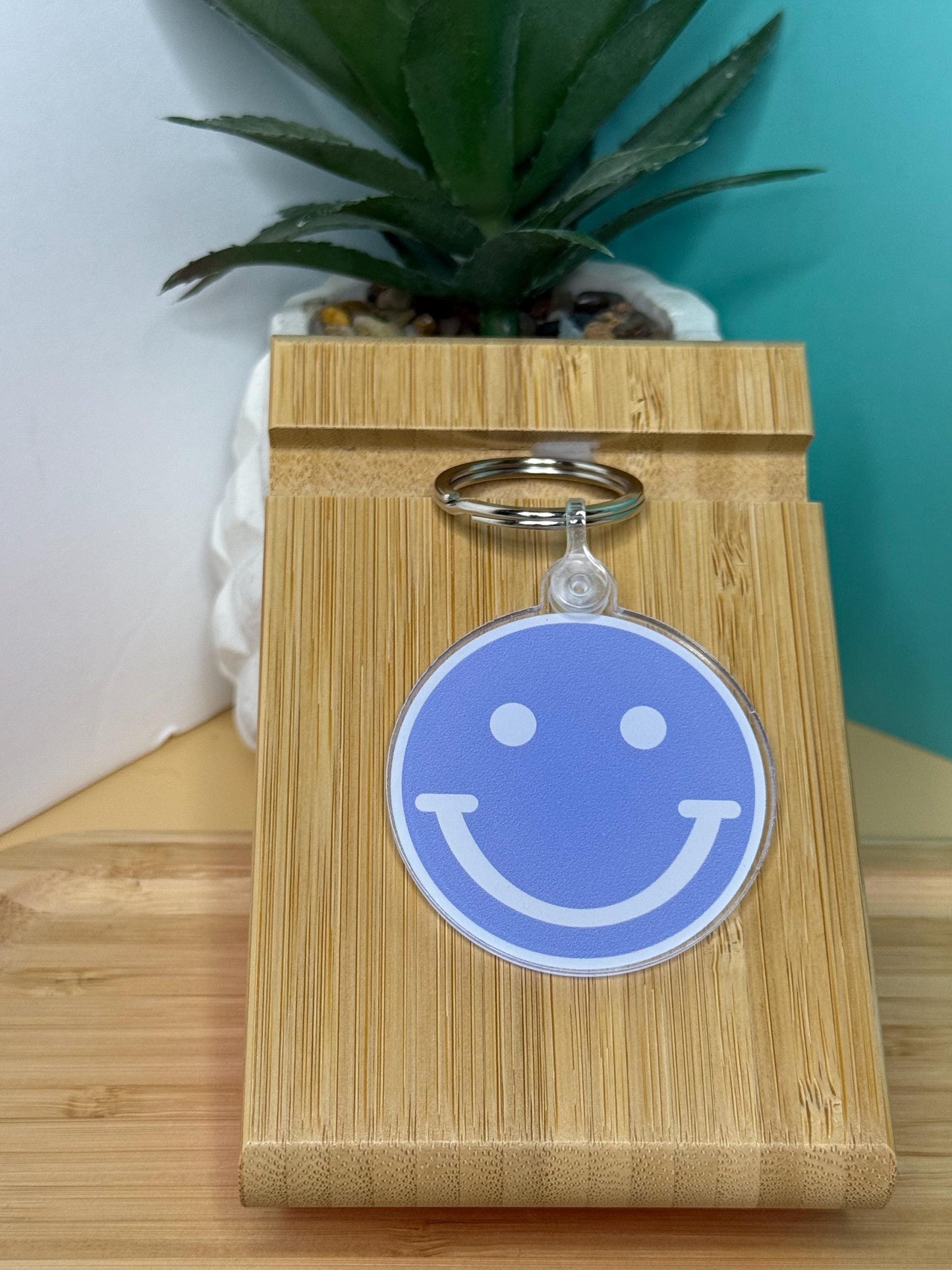 Smile Face Acrylic Keychain - Purple