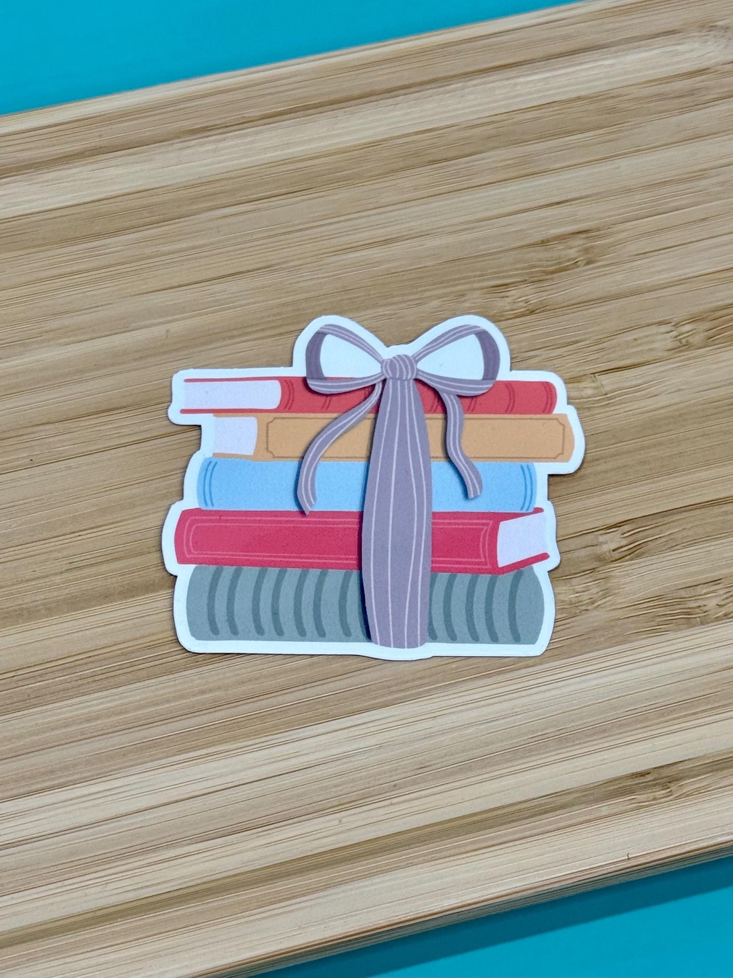 Book Stack with Bow - Book Lover Waterproof Sticker