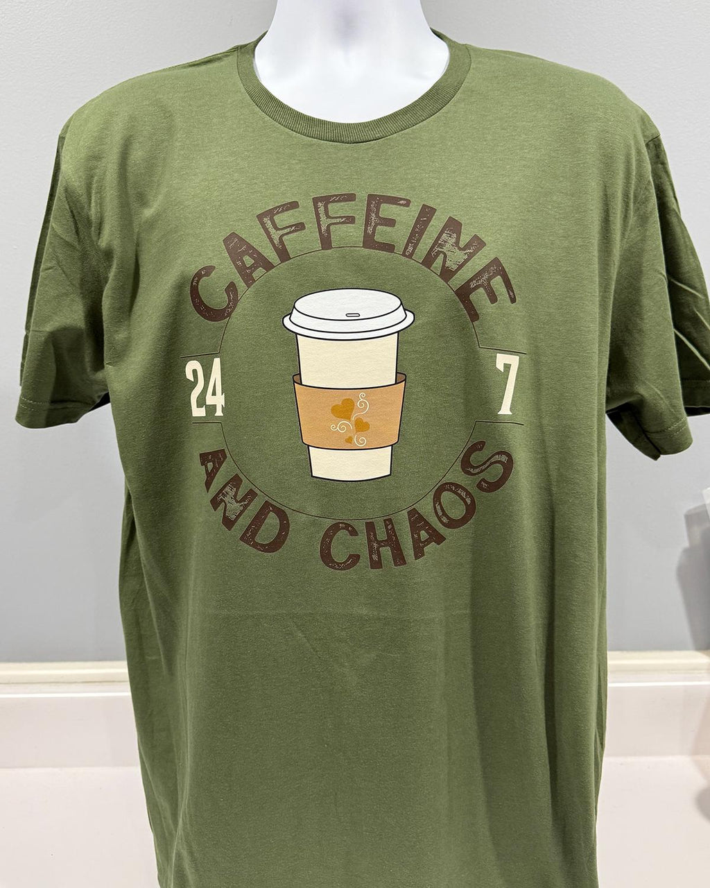 Caffeine and Chaos T-shirt – 24/7 Comfort Edition