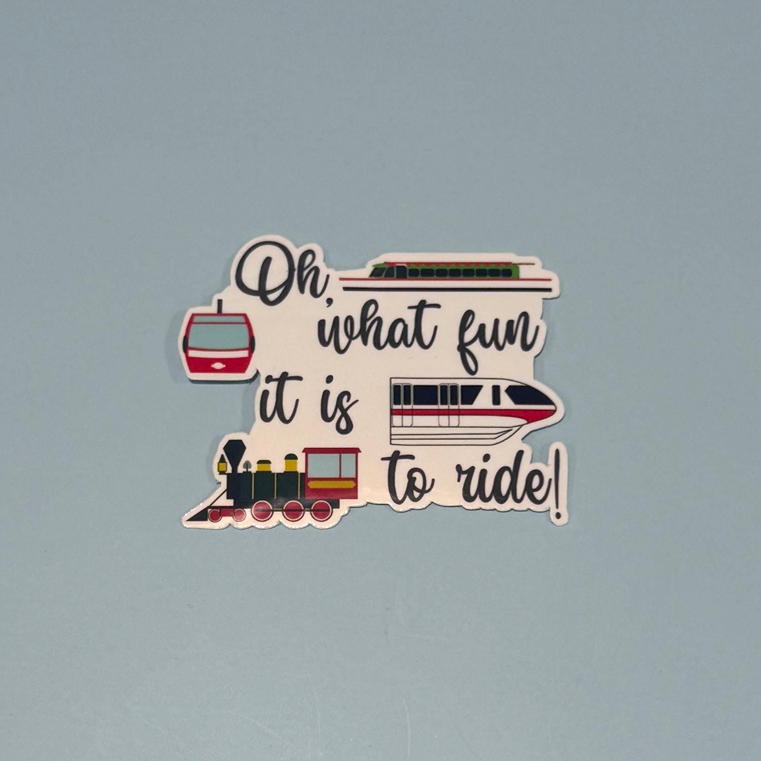 Oh, What Fun It Is to Ride – Disney Transportation Sticker