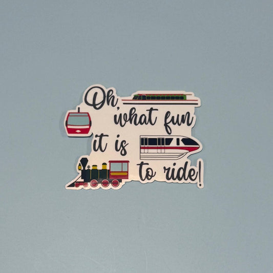 Oh, What Fun It Is to Ride – Disney Transportation Sticker