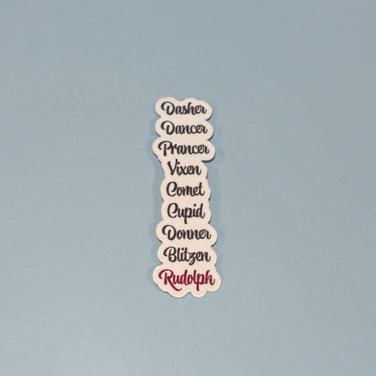 Reindeer Names Christmas Sticker