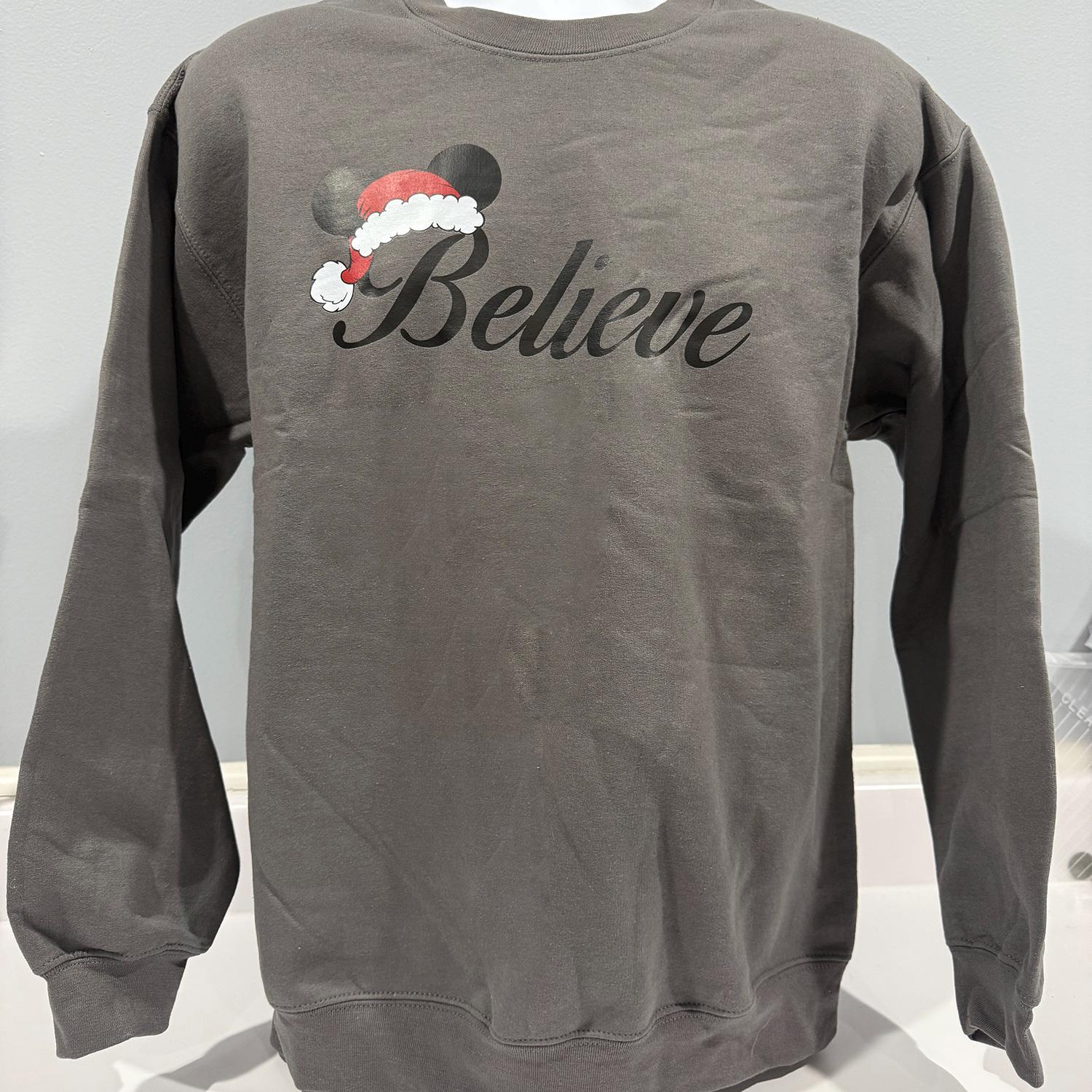 Believe Mickey-Eared Santa Hat - Holiday Sweatshirt