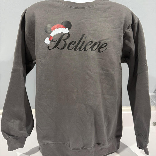 Believe Mickey-Eared Santa Hat - Holiday Sweatshirt