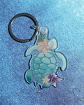 Turtle with Flowers | Acrylic Keychain