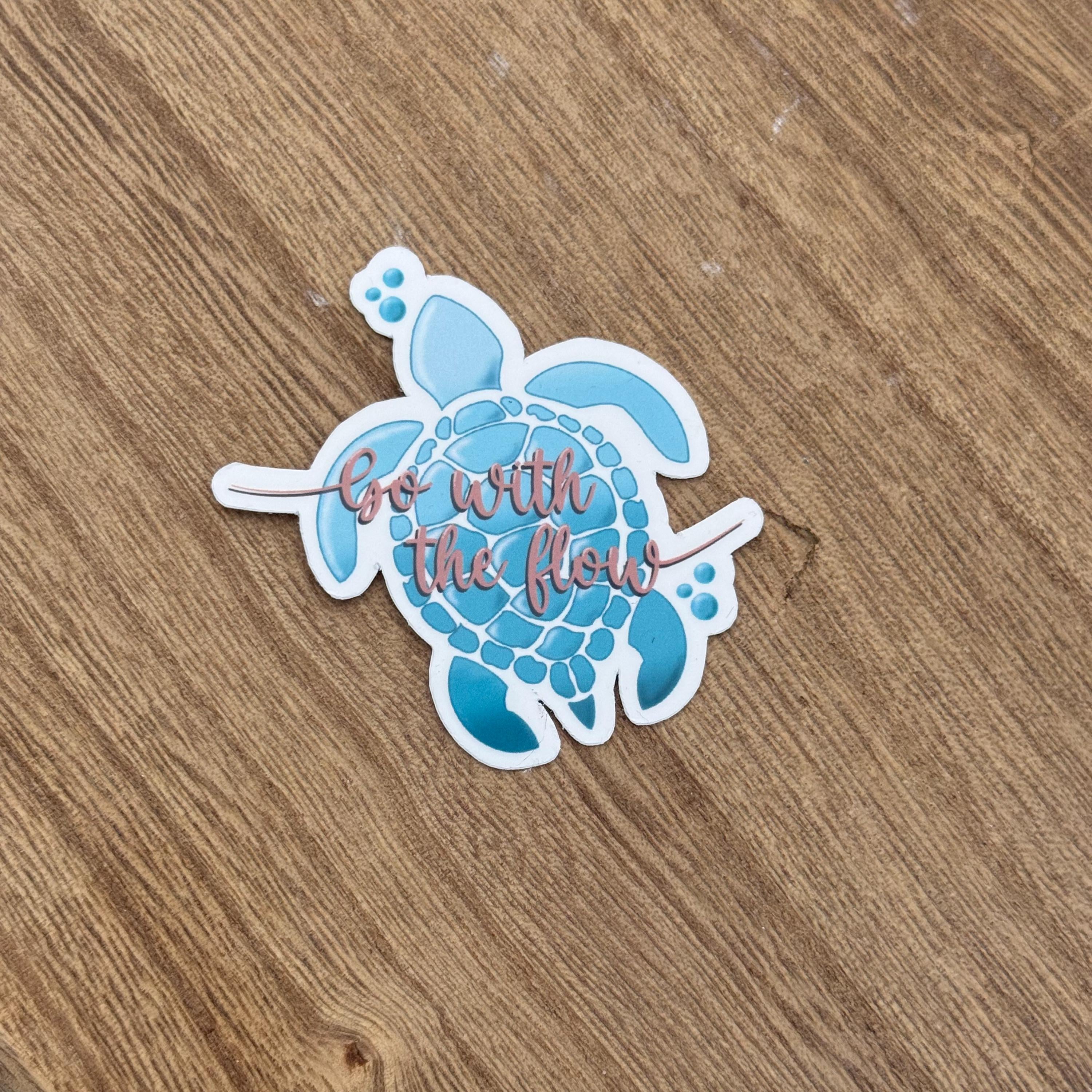 Go With The Flow Turtle Waterproof Sticker | Turtle Collection