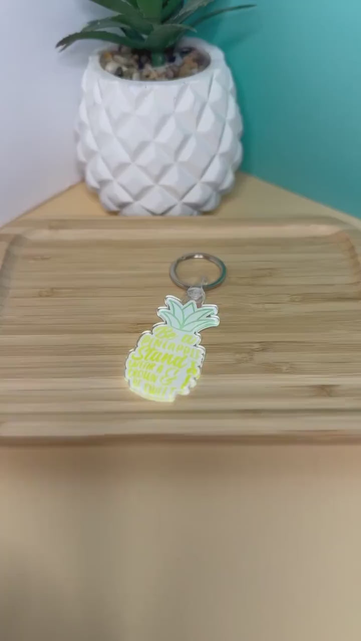 Stand Tall Pineapple Keychain | Positive Keychain | Motivational Keychain | Wear a Crown