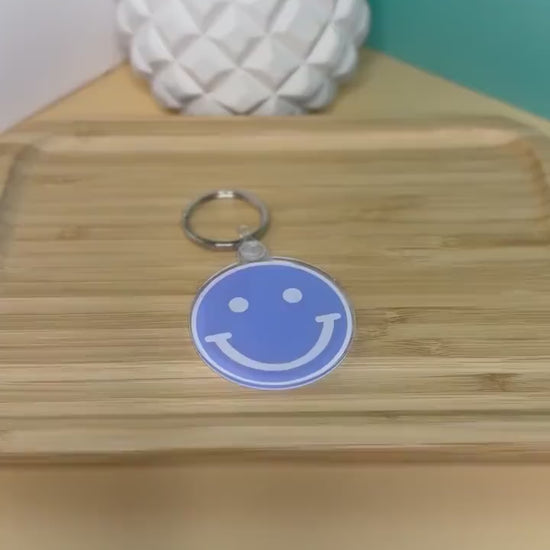 Smile Face Acrylic Keychain - Purple
