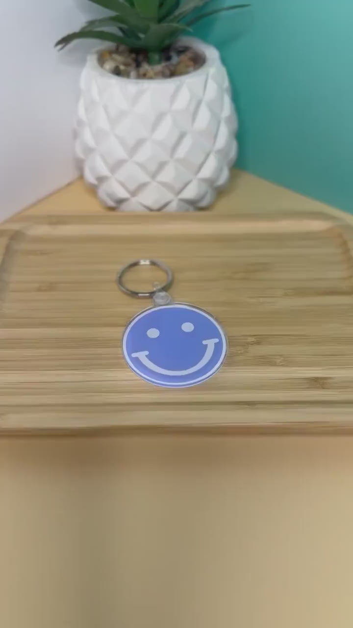 Smile Face Acrylic Keychain - Purple