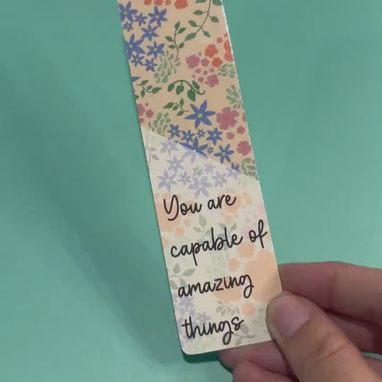 Peachy Floral Bookmark Double Sided - 1.5" x7"